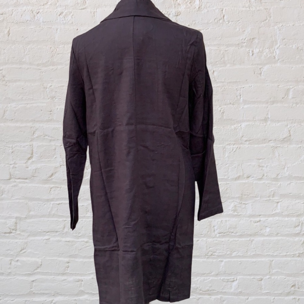 Charcoal Black Button Down Trench Jacket - Picture 5 of 9